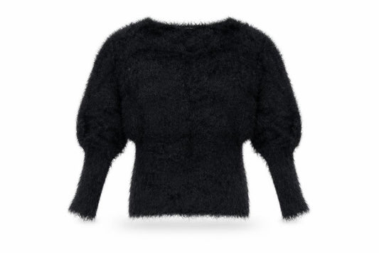 Forcast Women’s Black XS Fuzzy Knit 3/4 Sleeve Pullover Jumper