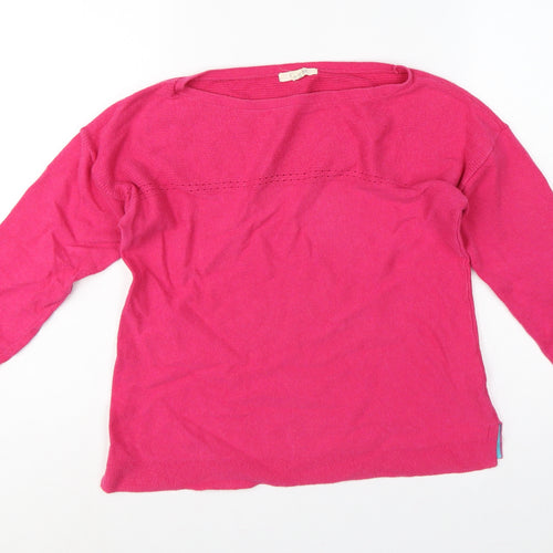 White Stuff Women Pink UK 12 Cotton Knit Round Neck Pullover Jumper