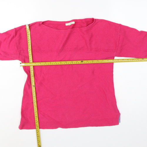 White Stuff Women Pink UK 12 Cotton Knit Round Neck Pullover Jumper
