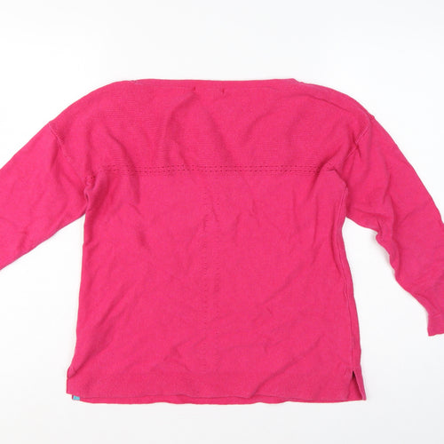 White Stuff Women Pink UK 12 Cotton Knit Round Neck Pullover Jumper