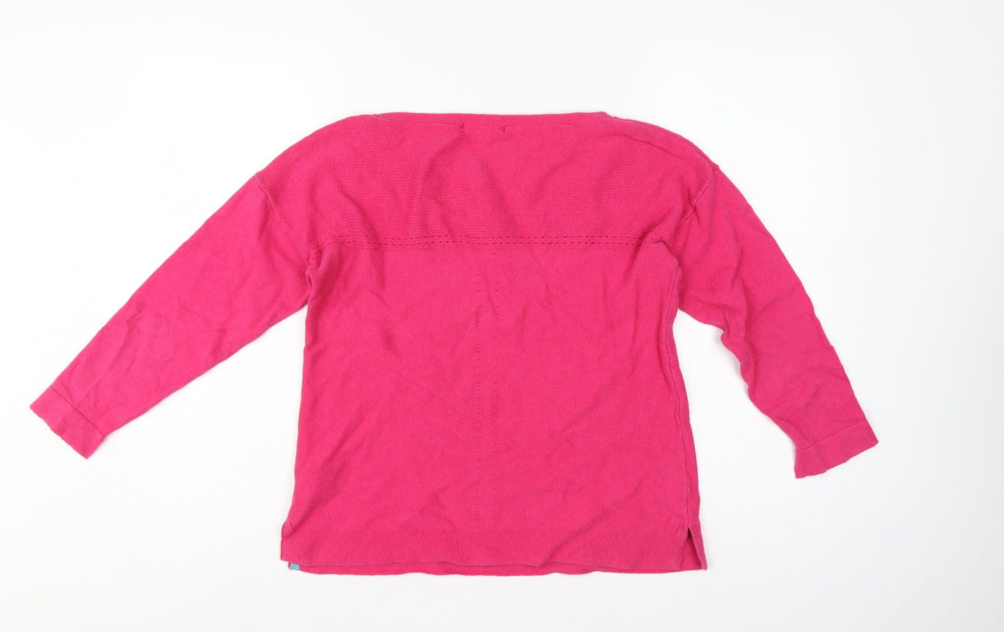 White Stuff Women Pink UK 12 Cotton Knit Round Neck Pullover Jumper