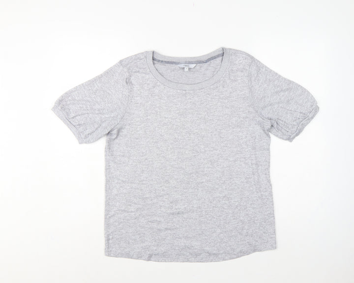 Next Women Grey Size 14 Basic Puff Sleeve Crew Neck Jersey T-Shirt