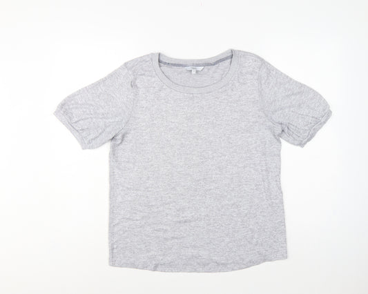 Next Women Grey Size 14 Basic Puff Sleeve Crew Neck Jersey T-Shirt