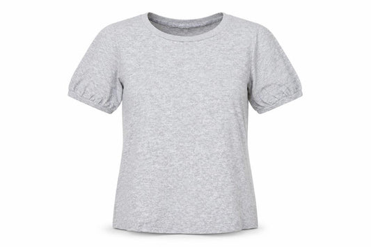 Next Women Grey Size 14 Basic Puff Sleeve Crew Neck Jersey T-Shirt