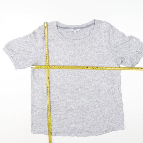 Next Women Grey Size 14 Basic Puff Sleeve Crew Neck Jersey T-Shirt