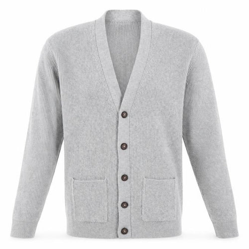Marks and Spencer Men Grey XL Long Cotton Blend Rib Knit Cardigan