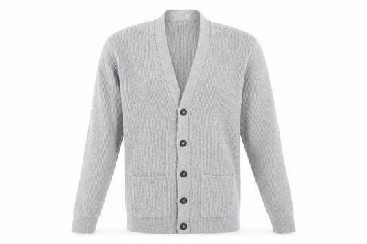 Marks and Spencer Men Grey XL Long Cotton Blend Rib Knit Cardigan