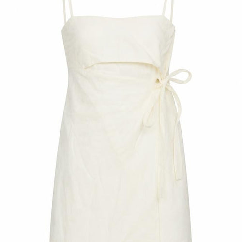 Zara Women Ivory M Wrap Mini Dress Adjustable Straps Tie Waist
