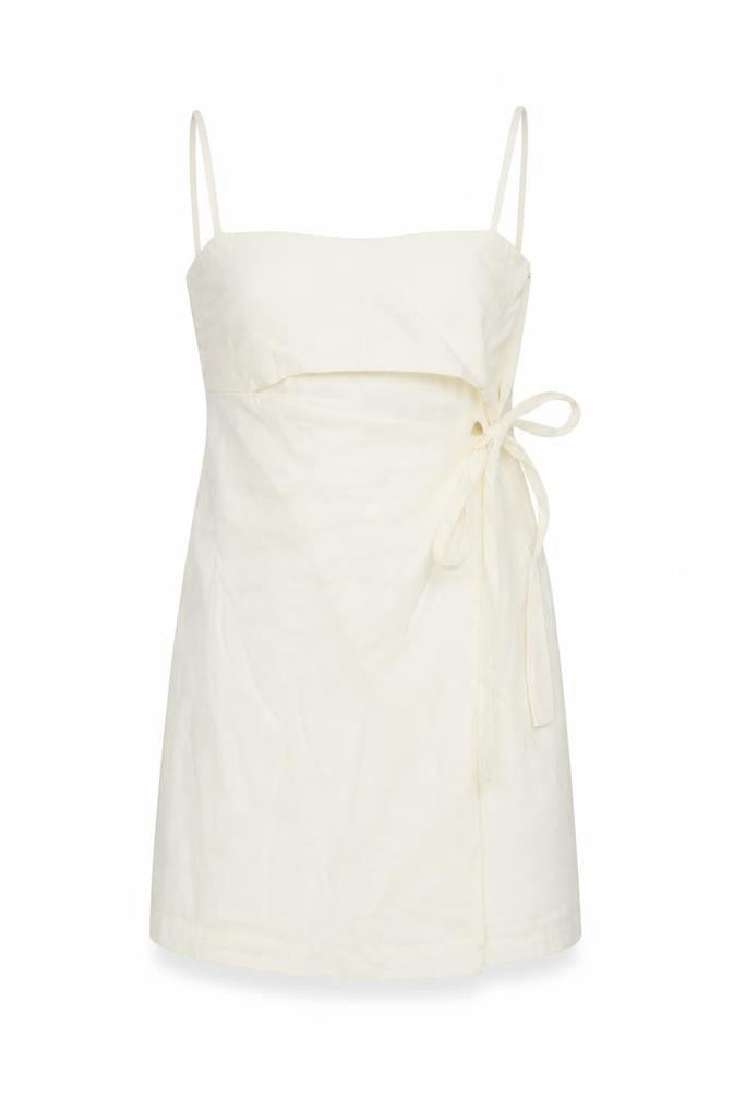Zara Women Ivory M Wrap Mini Dress Adjustable Straps Tie Waist
