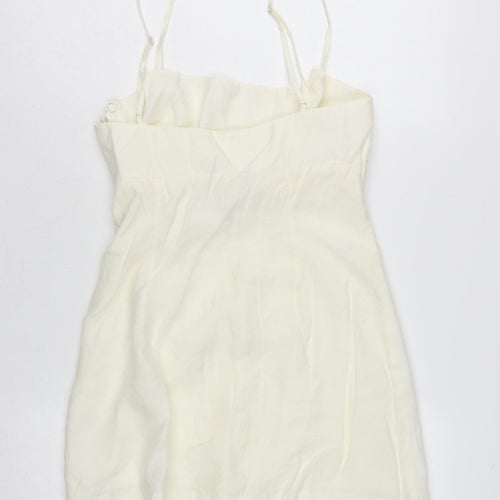 Zara Women Ivory M Wrap Mini Dress Adjustable Straps Tie Waist