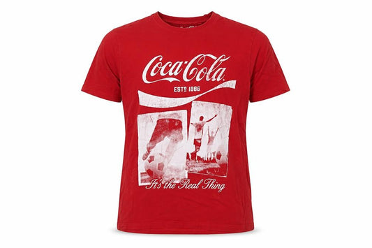 Coca-Cola Men’s Red XL Crew Neck Graphic Football T-Shirt