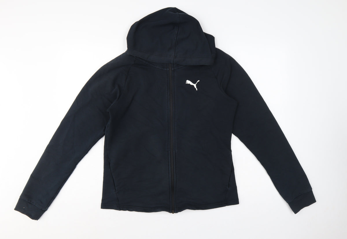 Puma Women’s Black UK 12 Full Zip Hooded Logo Sweatshirt