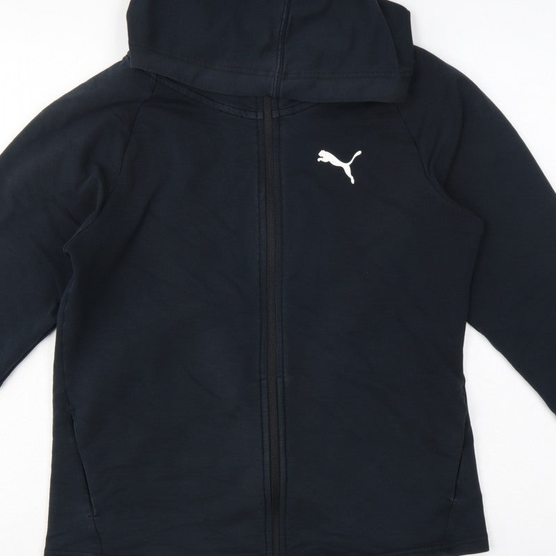 Puma Women’s Black UK 12 Full Zip Hooded Logo Sweatshirt