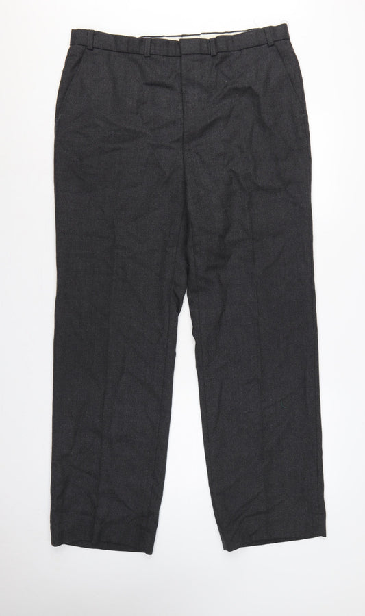 St Michael Men’s Grey Wool Blend Dress Trousers 40in 33in Leg Vintage