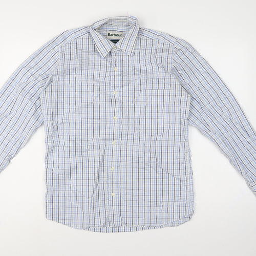 Barbour Men’s Blue Check Cotton Regular Fit Button-Down Shirt Size S