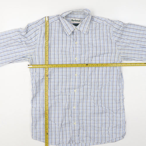 Barbour Men’s Blue Check Cotton Regular Fit Button-Down Shirt Size S