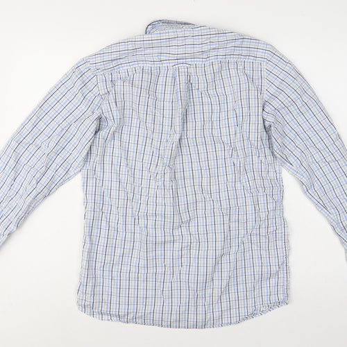 Barbour Men’s Blue Check Cotton Regular Fit Button-Down Shirt Size S