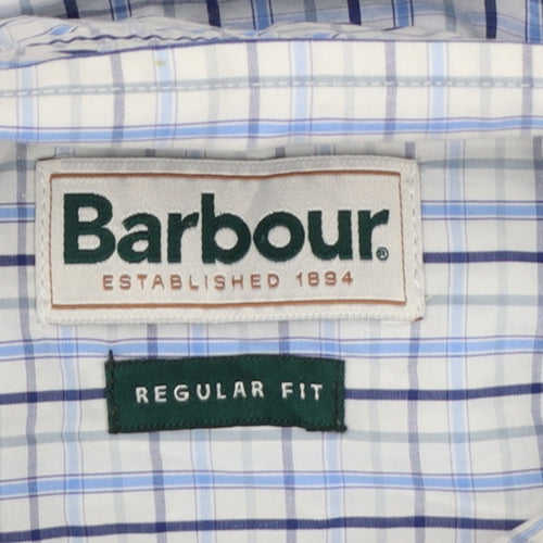 Barbour Men’s Blue Check Cotton Regular Fit Button-Down Shirt Size S