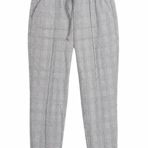 Vivance Women’s Grey Check Tapered Jogger Trousers UK 12 Drawstring