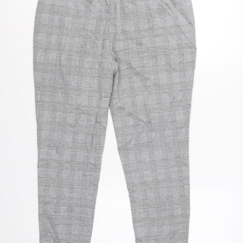 Vivance Women’s Grey Check Tapered Jogger Trousers UK 12 Drawstring