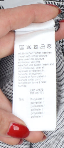 Vivance Women’s Grey Check Tapered Jogger Trousers UK 12 Drawstring