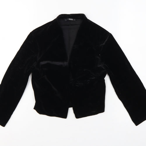 Quiz Women Black UK 8 Velvet Open Front Kimono Bell Sleeve Blouse