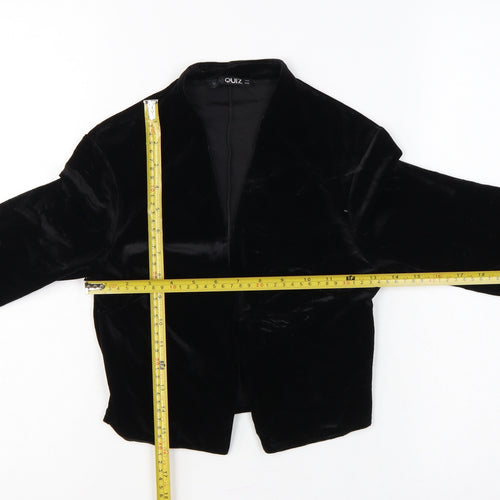 Quiz Women Black UK 8 Velvet Open Front Kimono Bell Sleeve Blouse