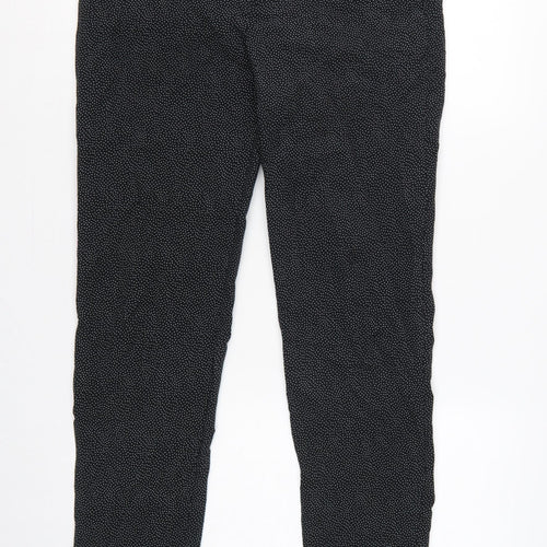 Mango Women Black Polka Dot UK 12 Tapered Dress Trousers Stretch