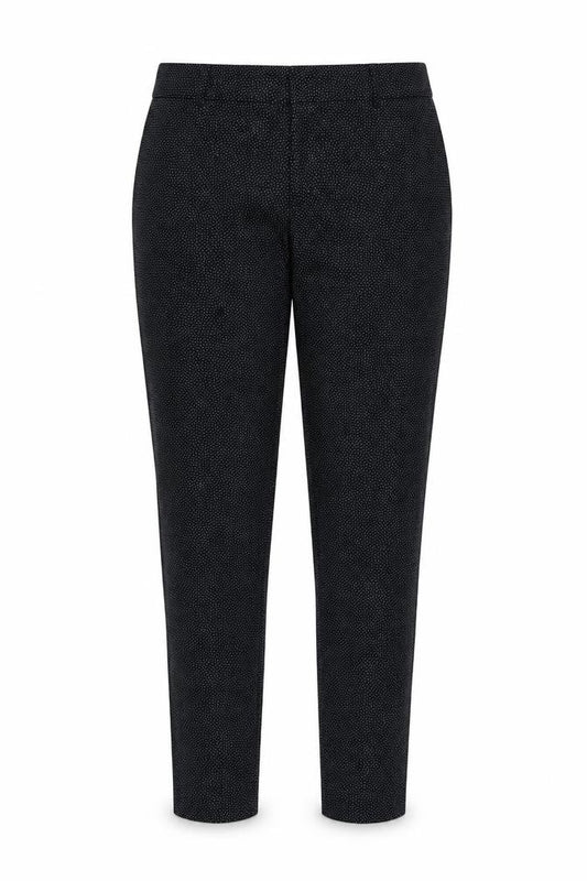 Mango Women Black Polka Dot UK 12 Tapered Dress Trousers Stretch