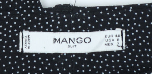 Mango Women Black Polka Dot UK 12 Tapered Dress Trousers Stretch
