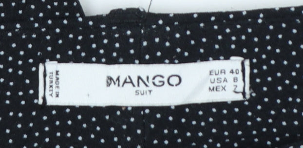 Mango Women Black Polka Dot UK 12 Tapered Dress Trousers Stretch