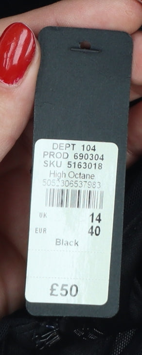 River Island Women Black UK 14 Velvet Bodycon Knee Length Party Dress