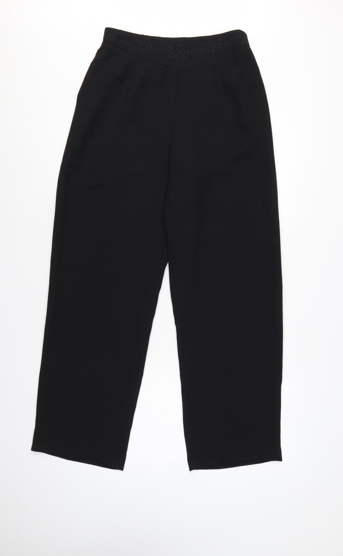 Bonmarche Women’s Black Size 12 Straight Leg Embroidered Waist Trousers