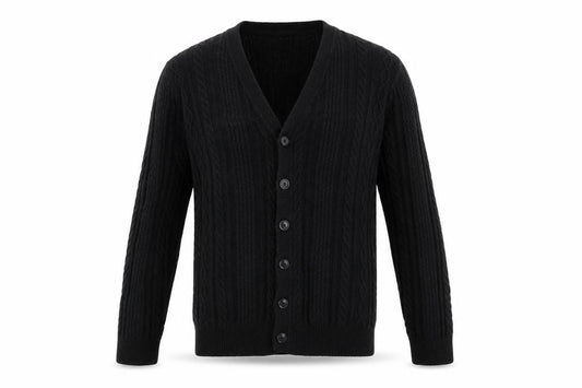Levi's Men's Black L Cable Knit V-Neck Button Cardigan Cotton