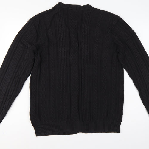 Levi's Men's Black L Cable Knit V-Neck Button Cardigan Cotton