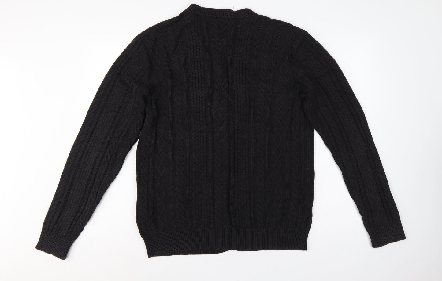 Levi's Men's Black L Cable Knit V-Neck Button Cardigan Cotton