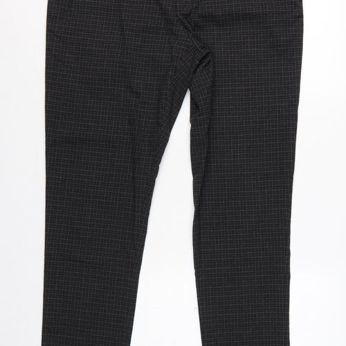 Next Men’s Grey Check Tapered Trousers 36in Waist Long 33in Leg