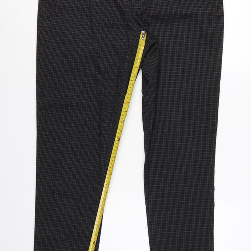 Next Men’s Grey Check Tapered Trousers 36in Waist Long 33in Leg
