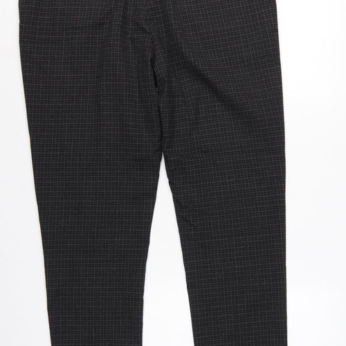 Next Men’s Grey Check Tapered Trousers 36in Waist Long 33in Leg