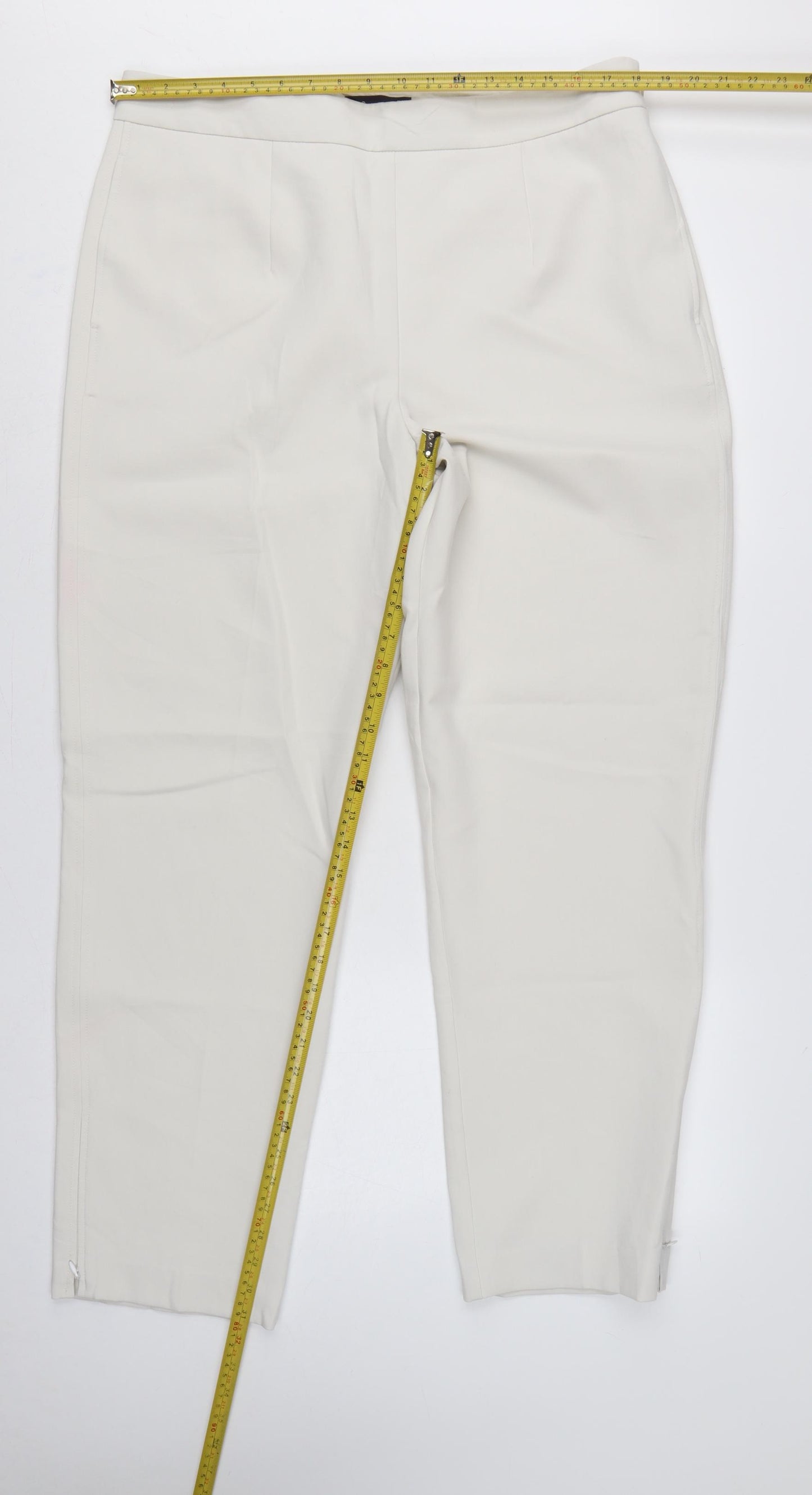 M&S Women Ivory Size 18 Long Tailored Straight Leg Dress Trousers