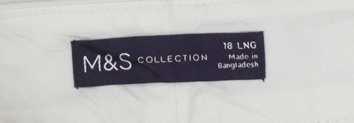 M&S Women Ivory Size 18 Long Tailored Straight Leg Dress Trousers