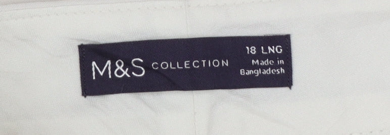 M&S Women Ivory Size 18 Long Tailored Straight Leg Dress Trousers