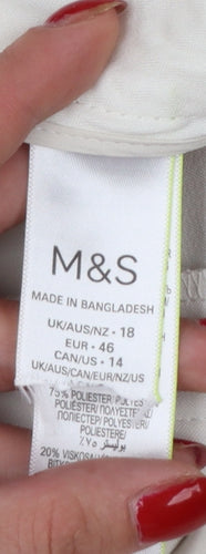 M&S Women Ivory Size 18 Long Tailored Straight Leg Dress Trousers