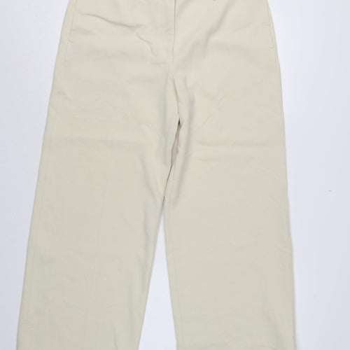 Marks & Spencer Women Ivory UK 14 Wide-Leg Tailored Trousers