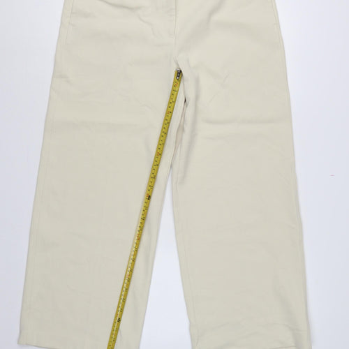 Marks & Spencer Women Ivory UK 14 Wide-Leg Tailored Trousers