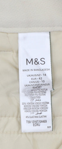 Marks & Spencer Women Ivory UK 14 Wide-Leg Tailored Trousers