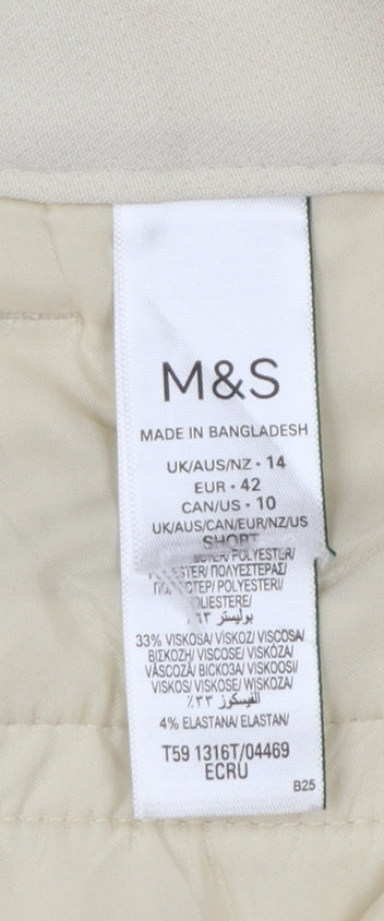 Marks & Spencer Women Ivory UK 14 Wide-Leg Tailored Trousers