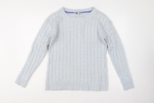 Crew Clothing Co Women Blue UK 14 Cable-Knit Crew Neck Jumper