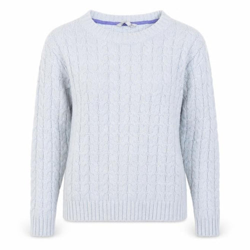 Crew Clothing Co Women Blue UK 14 Cable-Knit Crew Neck Jumper