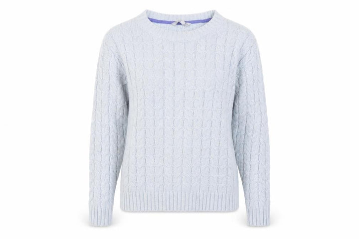 Crew Clothing Co Women Blue UK 14 Cable-Knit Crew Neck Jumper